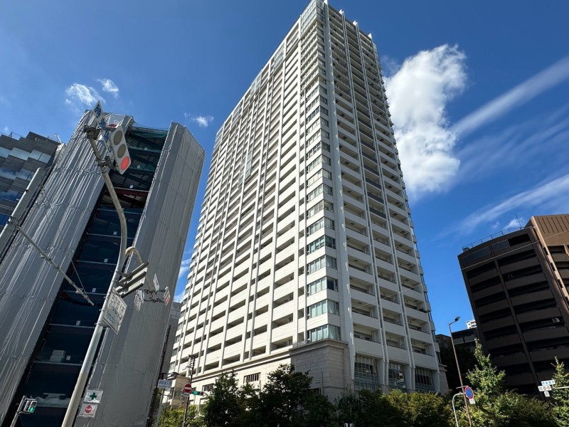 存在感あふれるフォルムが街並みに映える2009年建築30階建ての免震構造タワーマンションです。靭公園を身近に感じる京町堀アドレスに佇む、総戸数240戸のランドマークレジデンス。