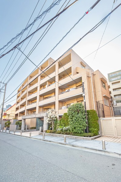 『目黒』駅徒歩９分の落ち着きのある閑静な住宅街に佇む上質な低層マンションが特徴のレジデンス。高級感のあるエントランスが印象的です。