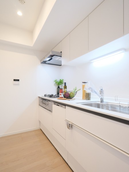 柔らかで活気に満ちた印象を与えるデザインのキッチンを採用しました。心地よい時間を紡ぎ出し、快適にお料理ができそうな空間です。