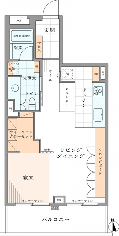 リビングボードと一体型のデスク