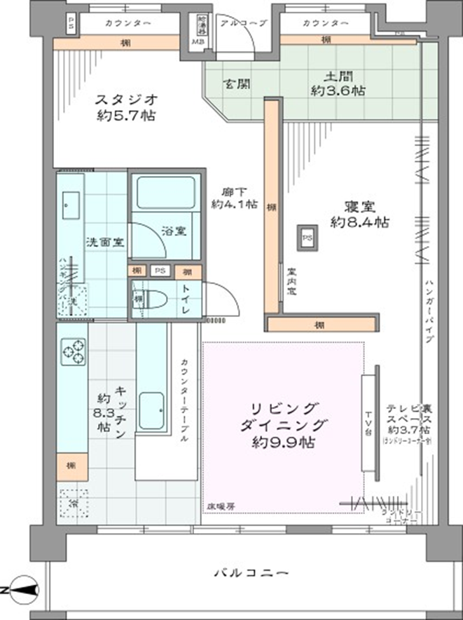 キッチン・洗面室が隣接＆回遊性を持たせた住まい